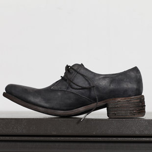 意大利 袋鼠皮尖头长绑带实验德比低帮单鞋 手工 A1923 70%OFF