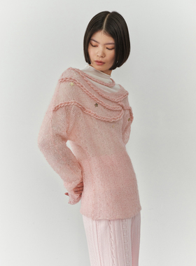 NAN KNITS 25秋冬 立体绞花镂空珠片罩衫