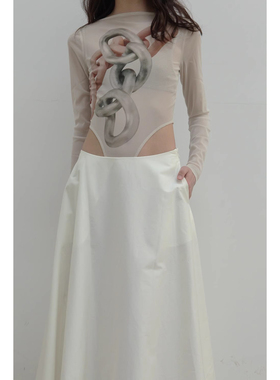 50%OFF OUDE WAAG 艺术家合作款 锁链印花网纱连体衣系列