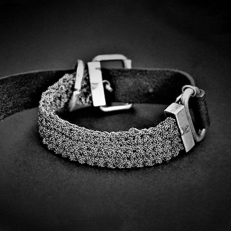 GOTI 马皮钩编链手镯手链 925银 BR520 意大利