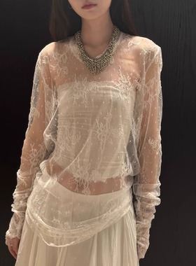 预 Marc Le Bihan 不对称蕾丝 T 恤 28505 法国