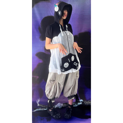 VeniceW  亚麻蕾丝缎带裤