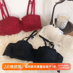 欧美法式优雅蕾丝半杯薄款性感文胸套装大胸显小聚拢内衣女Q