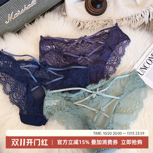 性感镂空蕾丝无痕低腰三角裤透明火辣内裤小内内透气棉裆超薄底裤
