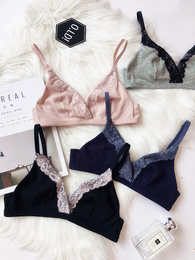 棉质超薄款三角杯文胸蕾丝性感无痕舒适奶罩无钢圈少女软杯内衣|ruв категории Нижнее белье, лифчик - от Buy2taobao.com для оказания профессиональной услуги покупки агента Taobao