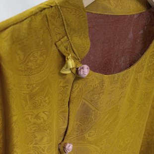 非遗老料自制自在现代小中式 Q633 重磅100真丝花萝香云纱上衣长衫