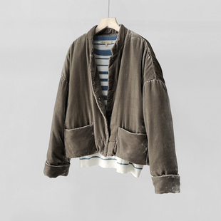 高贵流光轻便暖立领遮肉廓形真丝丝绒科鲁达白鹅绒羽绒服外套Q587