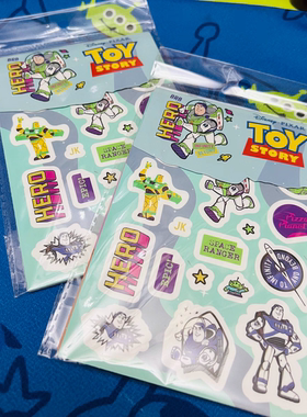 正版迪士尼toystory玩具总动员防水贴纸行李箱贴纸组合一套八张