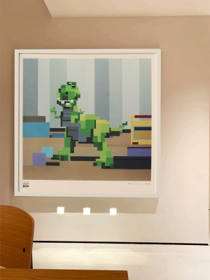 英国像素风艺术家抱抱龙rex玩总toystory艺术喷绘限量版画装饰画