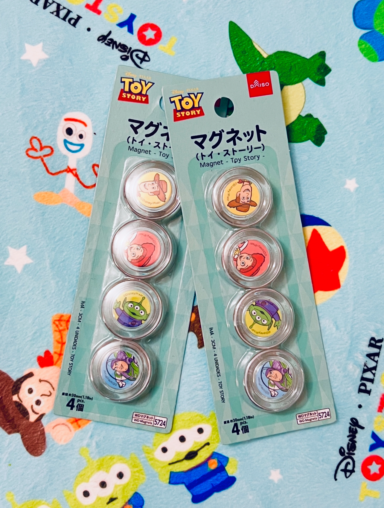 玩具总动员toystory胡迪翠丝巴斯三眼仔磁吸贴冰箱贴磁钉固定器