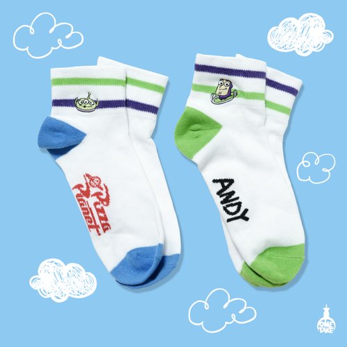 最新款日本大创daiso玩总toystory三眼仔巴斯光年刺绣短袜小腿袜
