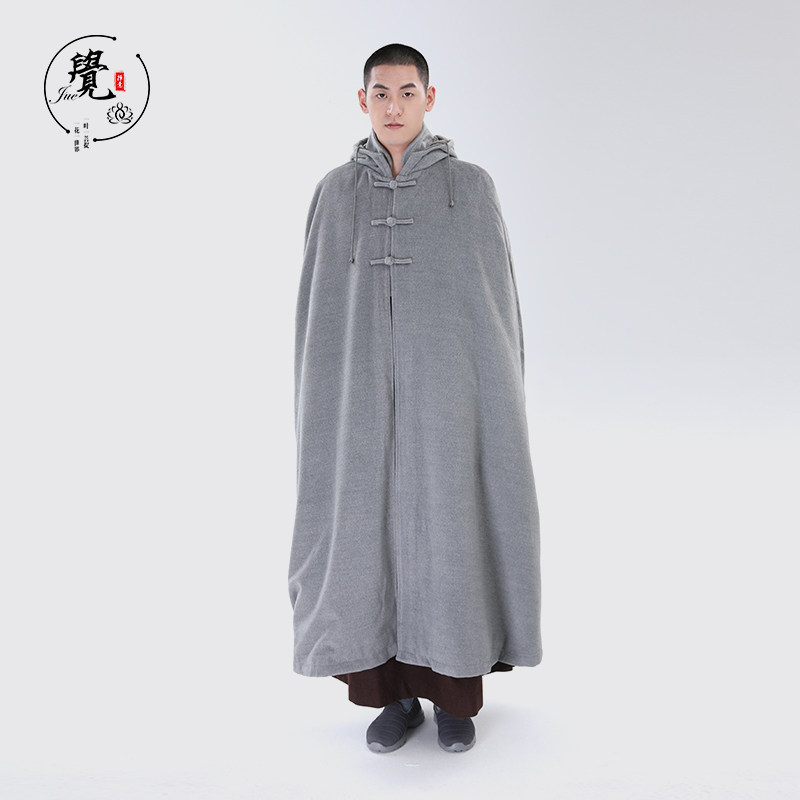 JUE 브랜드 스님 의류 스님 명상 망토 관음 망토 긴 남성과 여성 겨울 두꺼워지고 벨벳 평신도 승려