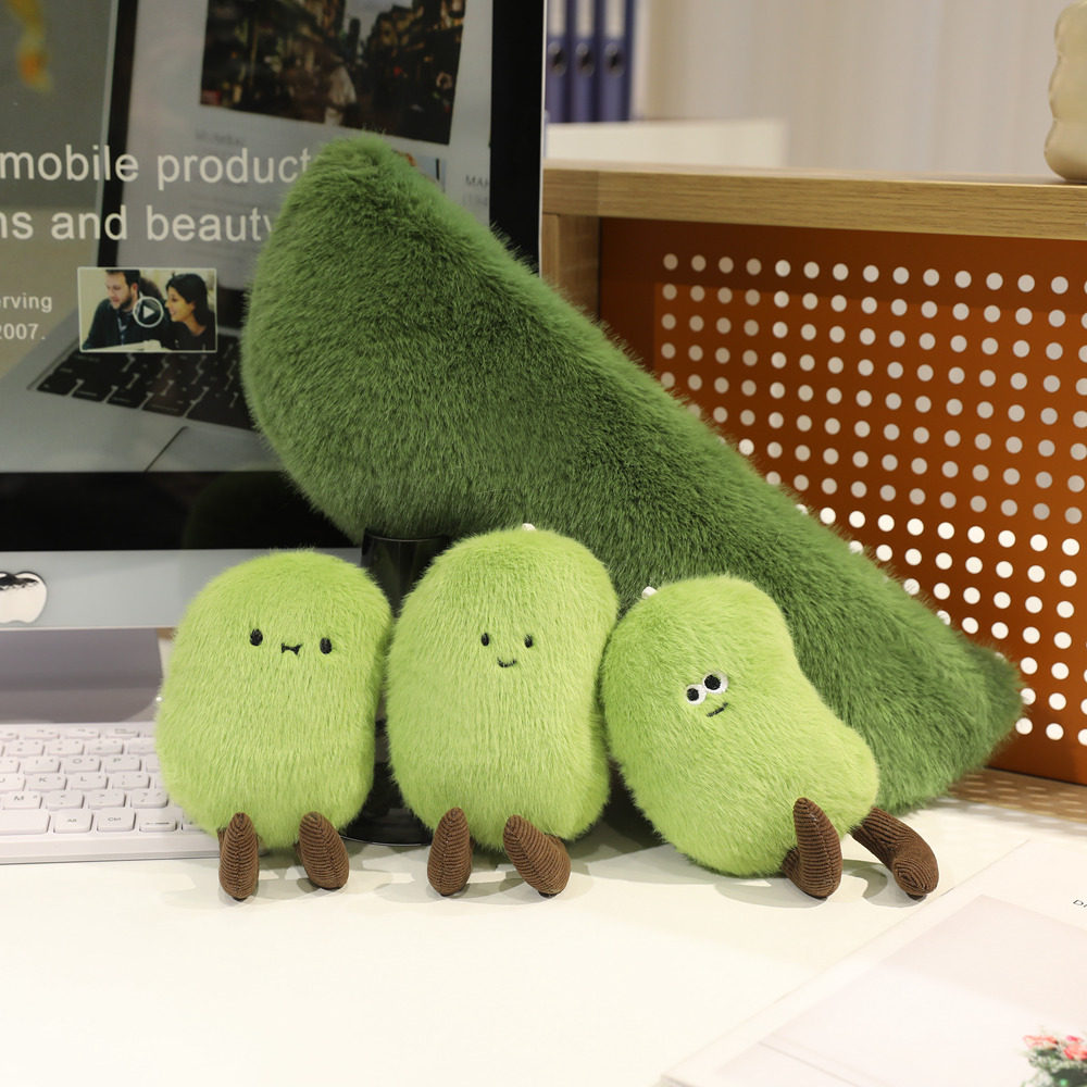 仿真毛豆小公仔豌豆荚毛绒玩具
