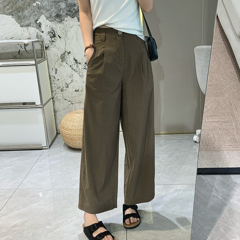 日杂风防晒裤!冰感超薄莱赛尔直筒休闲裤女夏季显瘦九分阔腿裤子