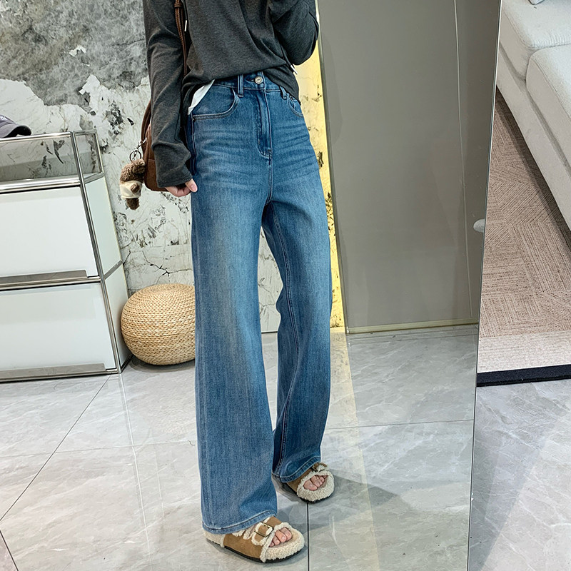 清仓特价 四面弹直筒牛仔裤女秋季新款高腰显瘦复古窄版阔腿长裤,女装/女士精品,牛仔裤,淘宝优惠券,粉丝福利购,淘宝优惠卷