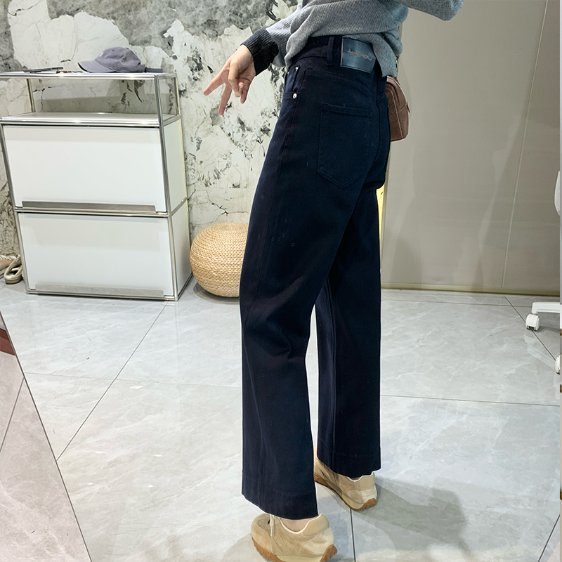 气质加绒保暖直筒牛仔裤