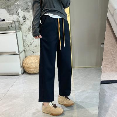 保暖宽松加厚抽绳撞色高腰九分