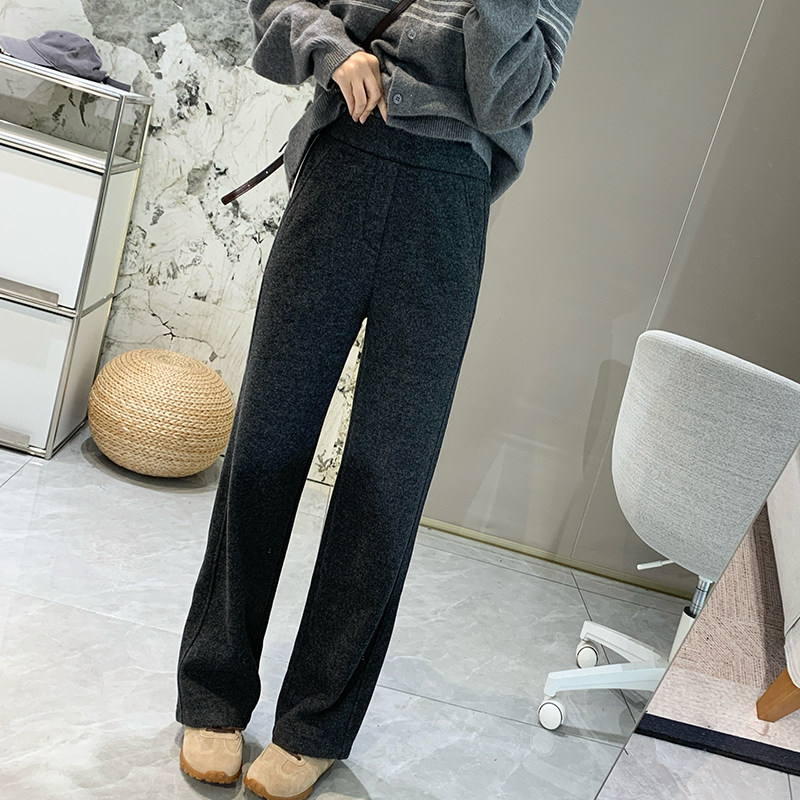 筷子腿绵羊毛裤！高腰窄版显瘦休闲裤女2026春季新毛呢老钱直筒裤