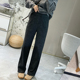 高腰窄版 显瘦休闲裤 女秋冬季 筷子腿绵羊毛裤 毛呢加绒保暖直筒裤