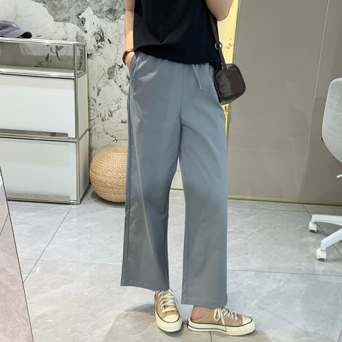 夏薄超态棉抗皱显瘦直筒休闲裤女