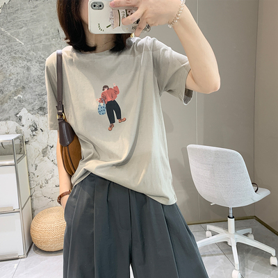 韩系卡通宽松短袖T恤女薄款