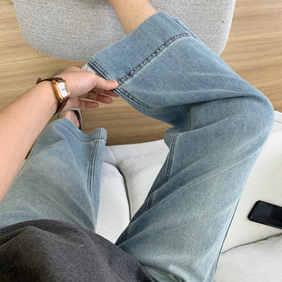 25春新品 清倉特價 彈力寬邊直筒牛仔褲 女高腰顯瘦顯直九分闊腿褲