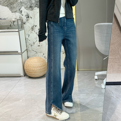 清仓特价 一穿即瘦四面弹窄版复古牛仔裤女秋季新宽松直筒阔腿裤