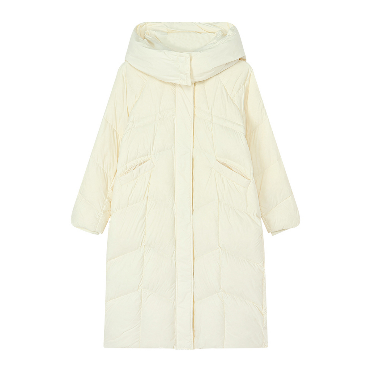 MIXMAX休闲百搭中长款连帽羽绒服2025春季新款气质时尚减龄显瘦