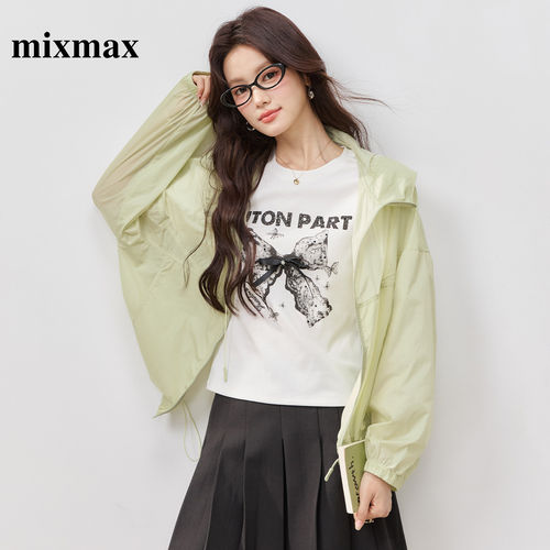 MIXMAX/美姿宝莲2026夏新款轻薄透气抽绳下摆遮阳衣宽松百搭外套