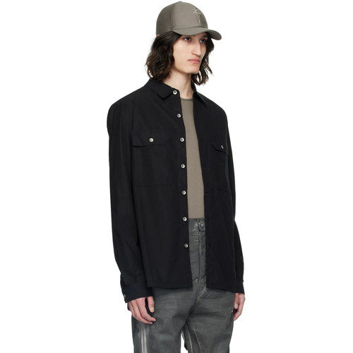 RO风格新款金属扣工装衬衣宽松长袖外套口袋衬衫