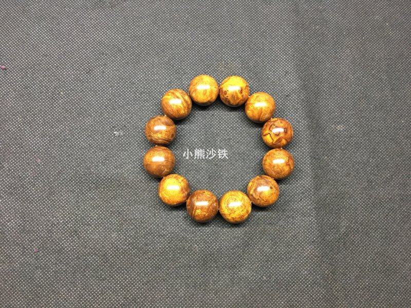 收藏级【小熊沙铁】【一物一拍】小熊美国沙漠铁木手串20满金瘤疤