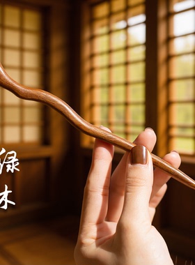 绿檀木簪子发簪新中式女古风木质发钗盘发手工簪子高级感木簪