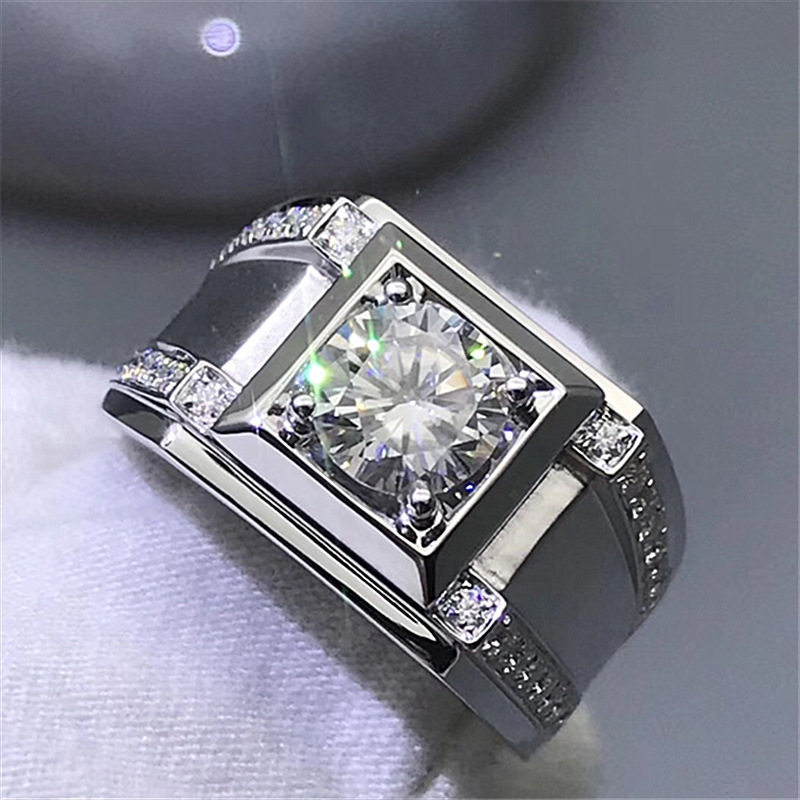 镶钻镀18K霸气钻戒仿莫桑石豪华群镶镀PT950铂金2克拉双排钻戒指