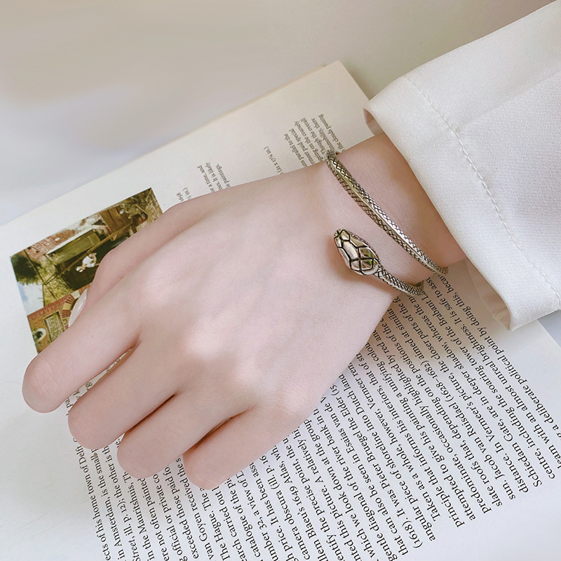 复古泰银欧美新款蛇形手镯个性女