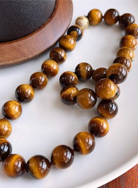 14mm天然虎眼石项链新中式小众感天然石锁骨链女实拍