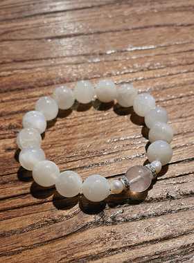 【冰冰小白】水晶手串天然月光石手链粉晶珍珠小众简约手串送女友