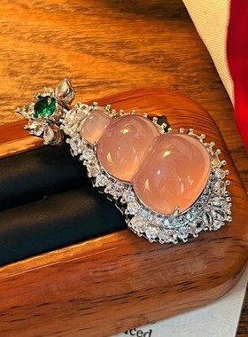 起光天然粉紫玉髓葫芦吊坠新中式复古玉石项链吊坠女新品