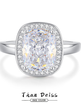 S925银显大款炫彩冰花白高碳钻戒指镶排钻欧美跨境轻奢女手饰