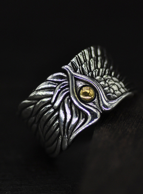 复古戒指男潮个性天使之翼恶魔