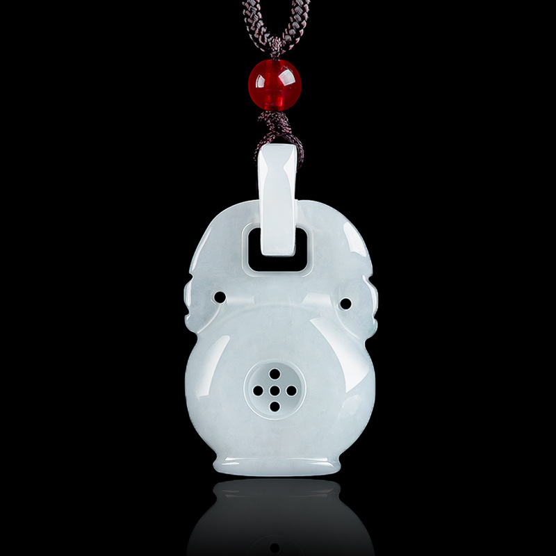 天然缅甸a货翡翠宝瓶锁吊坠镂空玉石挂件花件男女款玉坠