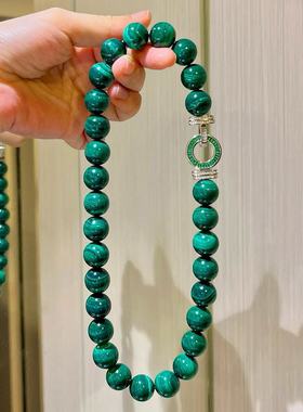 14mm大颗粒高品质天然孔雀石项链锁骨链