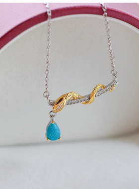 蛇年个性S925银镶天然美松项链蛇来运转本命年吊坠原矿睡美人儿