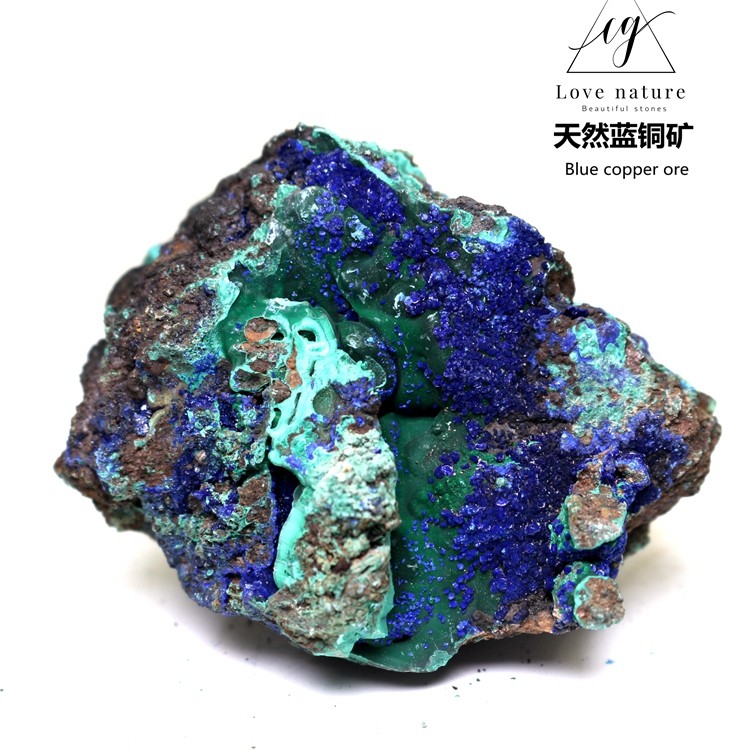 天然蓝铜矿孔雀石矿物晶体矿石标本原石宝石奇石摆件观赏石收藏