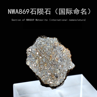 石陨石西北非天然球粒陨石天铁NWA869橄榄陨石切片收藏科普标本