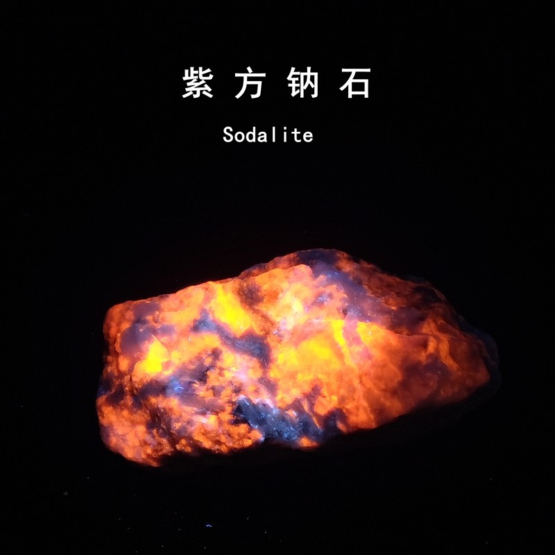 巴基斯坦紫方钠石荧光天然矿物晶体猫矿地质科普教学标本收藏摆件