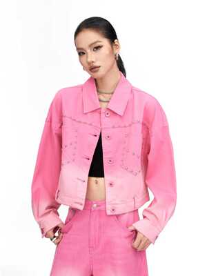 拓谷专柜正品2026早春新款时尚百搭显瘦渐变牛仔外套女潮牌c60113