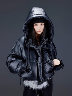 拓谷2025冬季新款时尚宽松显瘦百搭连帽短款羽绒服90白鸭绒52926