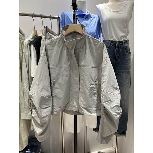 实体女装M外OCHA DAN ins风褶袖工装套潮春夏薄款显瘦立领款防短
