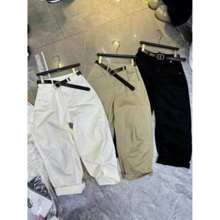 计感小众弯气刀裤 潮春季 休S闲 EM设PRES.FAMILY褶皱阔腿裤 实体女装