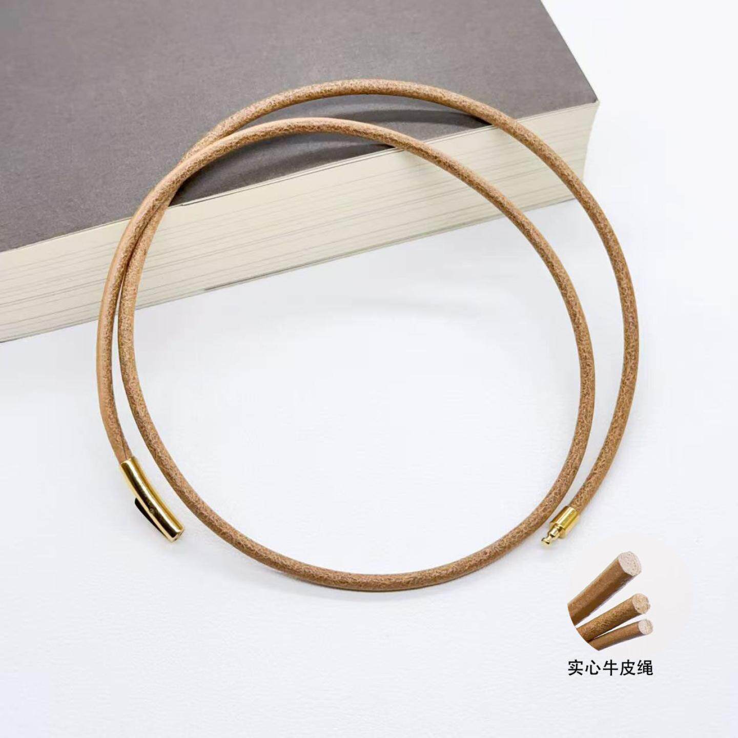 简约复古皮革项链绳皮绳锁骨链绳金属按扣插扣饰品挂件绳吊坠绳子